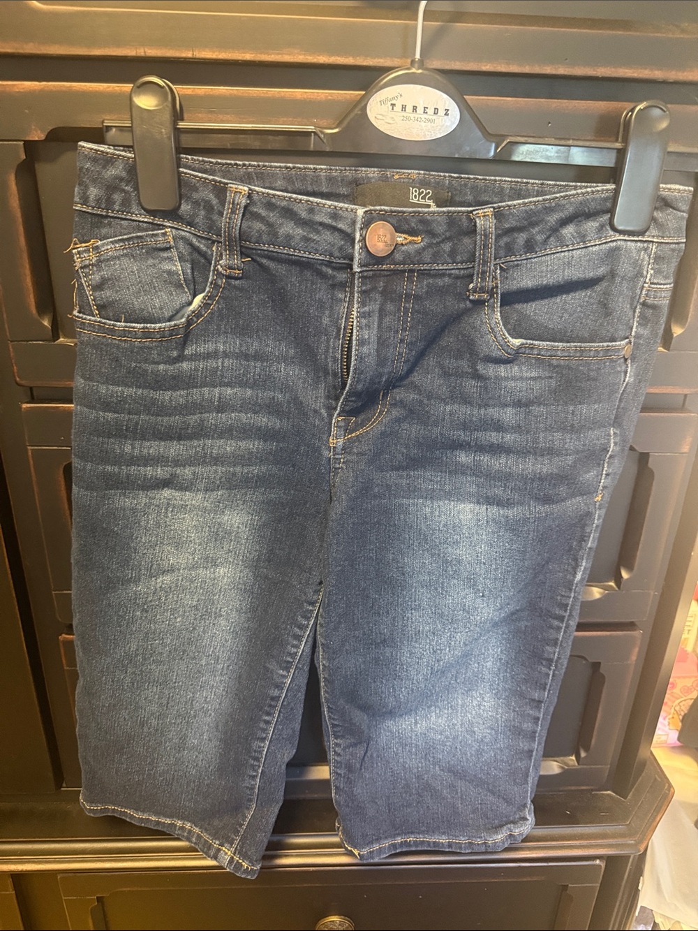 1822 Denim Dark Blue Cropped Bermuda Jeans